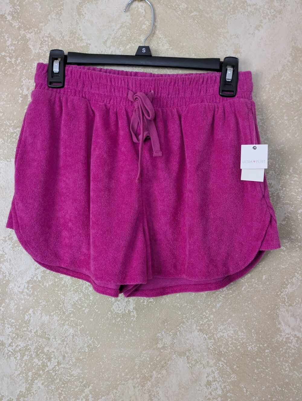 Ultra Flirt Terry Cloth Dolphin Shorts in Magenta Sz S